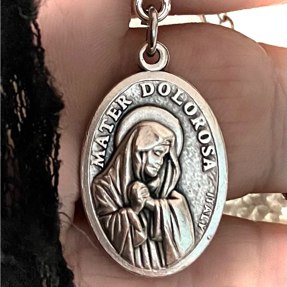 OUR LADY OF SORROWS/ JESUS CRUCIFIXION EASTER NECKLACE
